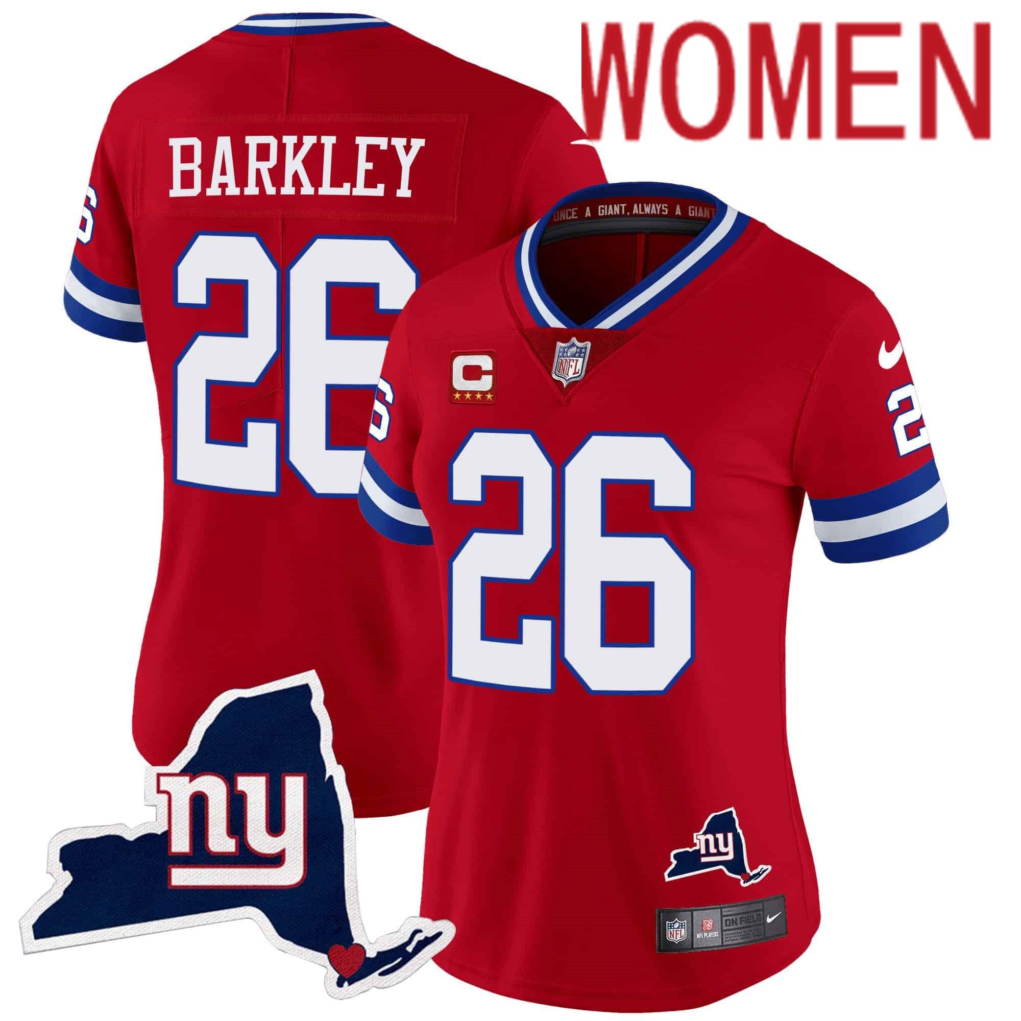 Women New York Giants #26 Barkley Red 2024 Nike Map Patch Limited NFL Jersey